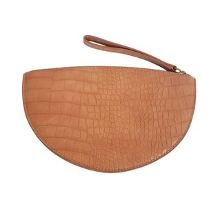 A New Day Faux Aligator print Half Moon Clutch bag Coral with strap